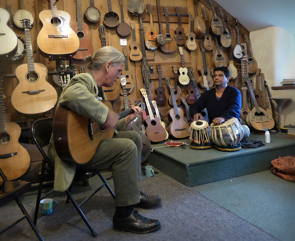 Marcus and Nitin at Brook Guitars