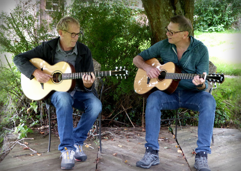 Alan and Hugh at Brook Guitars