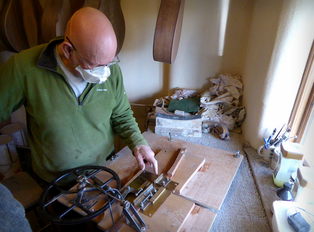 Andy mending the lining jig